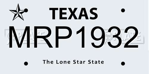 MRP1932 Texas License Plate