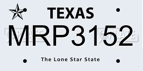 MRP3152 Texas License Plate