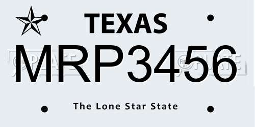 MRP3456 Texas License Plate