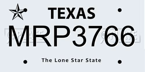 MRP3766 Texas License Plate