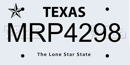MRP4298 Texas License Plate