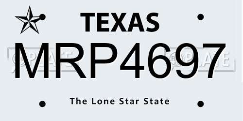 MRP4697 Texas License Plate