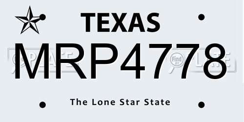 MRP4778 Texas License Plate