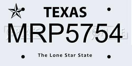 MRP5754 Texas License Plate