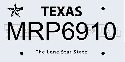 MRP6910 Texas License Plate