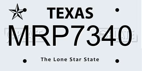 MRP7340 license plate in TX state