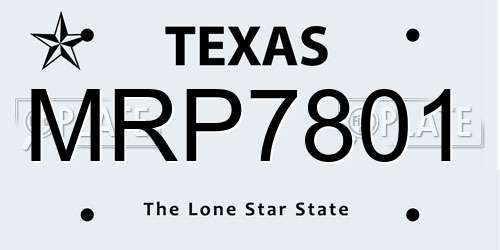 MRP7801 Texas License Plate