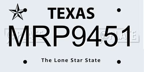 MRP9451 Texas License Plate