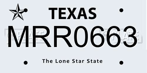 MRR0663 Texas License Plate
