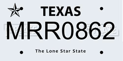 MRR0862 Texas License Plate