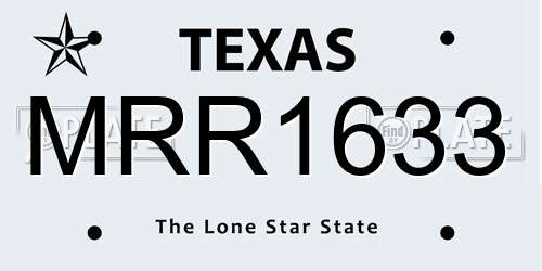 MRR1633 Texas License Plate