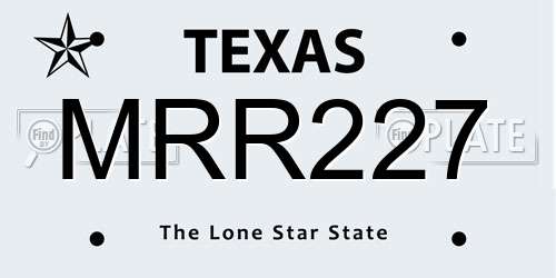 MRR227 Texas License Plate