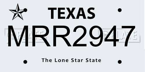 MRR2947 Texas License Plate