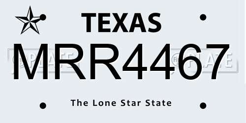 MRR4467 Texas License Plate