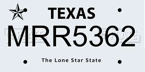 MRR5362 Texas License Plate
