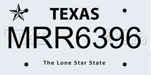 MRR6396 Texas License Plate