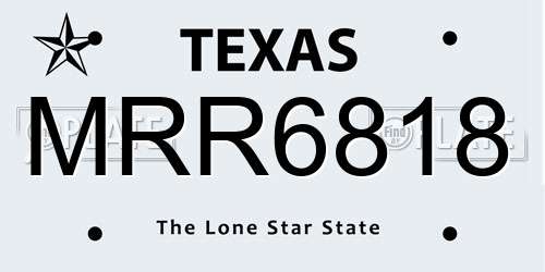 MRR6818 Texas License Plate