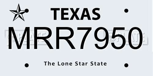 MRR7950 Texas License Plate