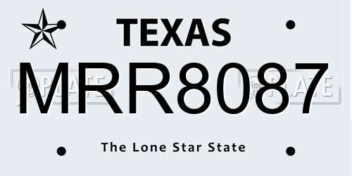 MRR8087 Texas License Plate