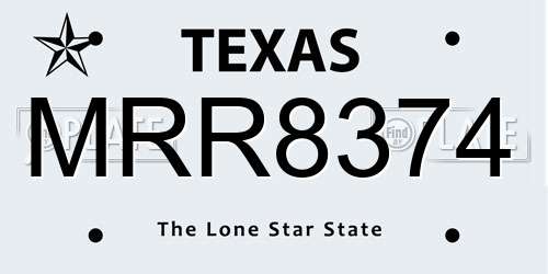 MRR8374 Texas License Plate
