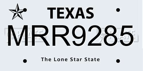 MRR9285 Texas License Plate