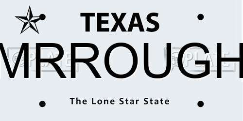 MRROUGH Texas License Plate