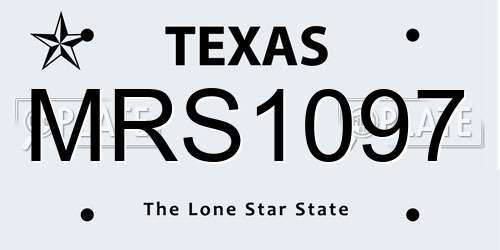 MRS1097 Texas License Plate