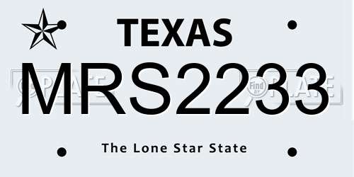 MRS2233 Texas License Plate