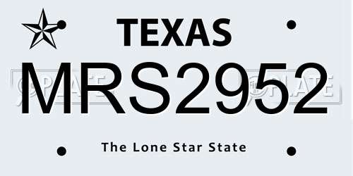 MRS2952 Texas License Plate