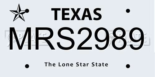 MRS2989 Texas License Plate