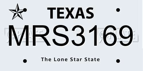 MRS3169 Texas License Plate
