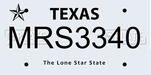 MRS3340 Texas License Plate