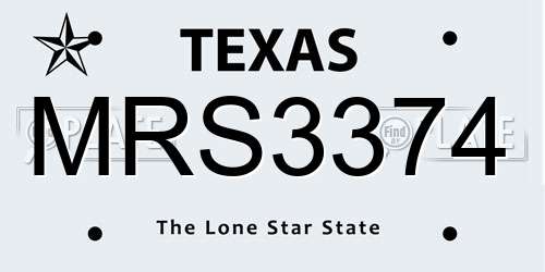 MRS3374 Texas License Plate