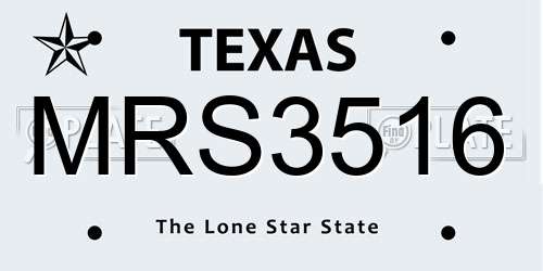 MRS3516 Texas License Plate