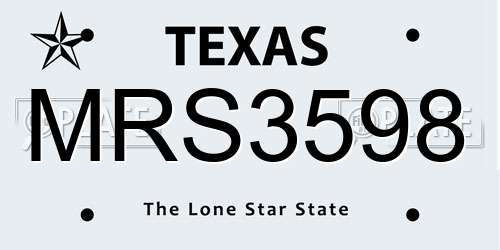 MRS3598 Texas License Plate