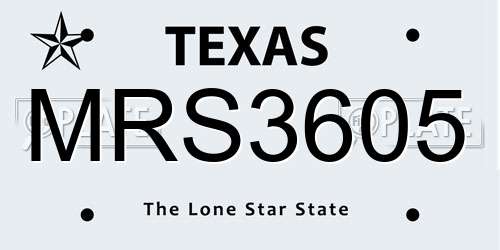 MRS3605 Texas License Plate