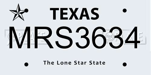 MRS3634 Texas License Plate