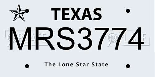 MRS3774 Texas License Plate