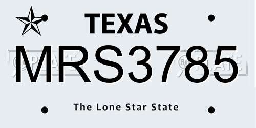 MRS3785 Texas License Plate