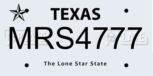 MRS4777 Texas License Plate