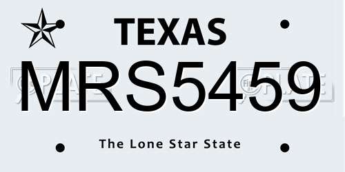 MRS5459 Texas License Plate