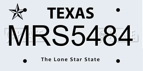 MRS5484 Texas License Plate