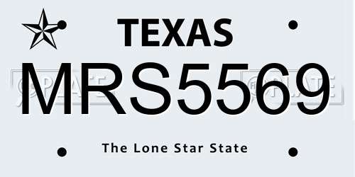 MRS5569 Texas License Plate