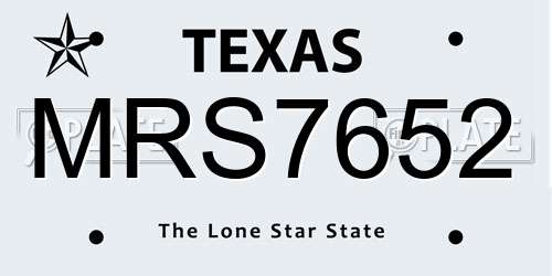 MRS7652 Texas License Plate