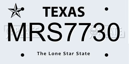 MRS7730 Texas License Plate