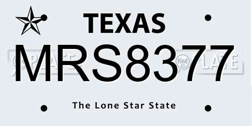 MRS8377 Texas License Plate