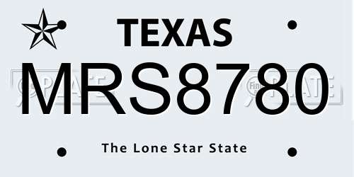 MRS8780 Texas License Plate