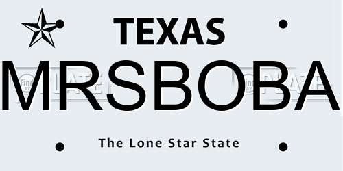MRSBOBA Texas License Plate