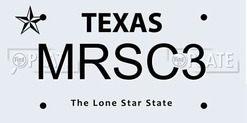 MRSC3 Texas License Plate