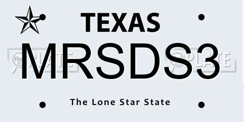 MRSDS3 Texas License Plate